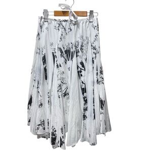 Ricki’s Floral Midi Skirt White Black Print Size Small Cottagecore Chic Flowy
